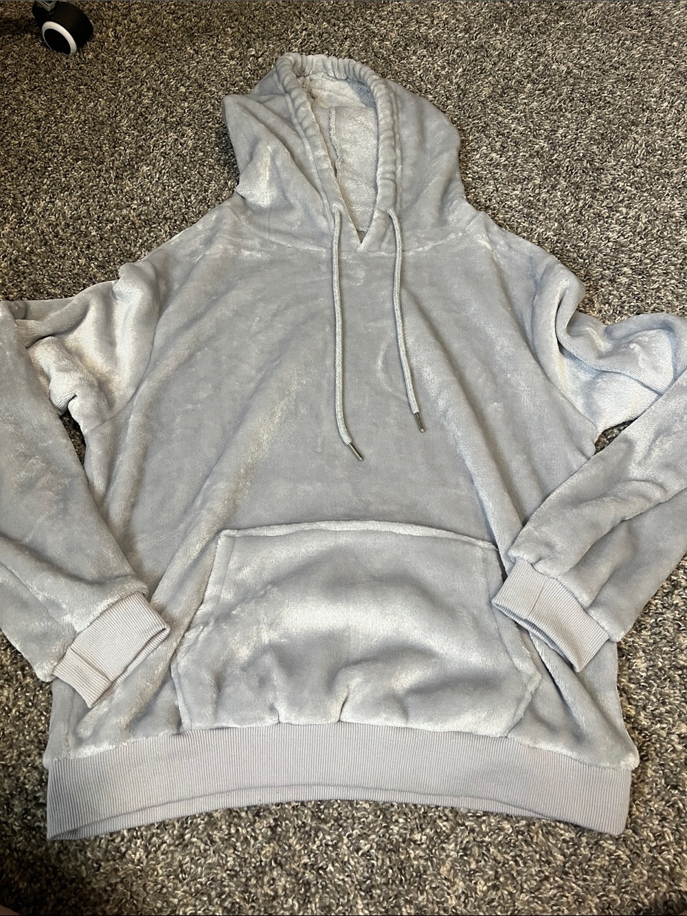 Light Gray Plush Hoodie Sweatshirt